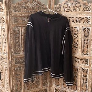 Black terry cloth track suit zip up jacket 3X